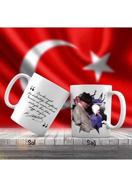 Asil Hediyelik Sabiha Gökçen ve Mustafa Kemal Atatürk - Atatürk'ün Sözleri -Kupa Bardak