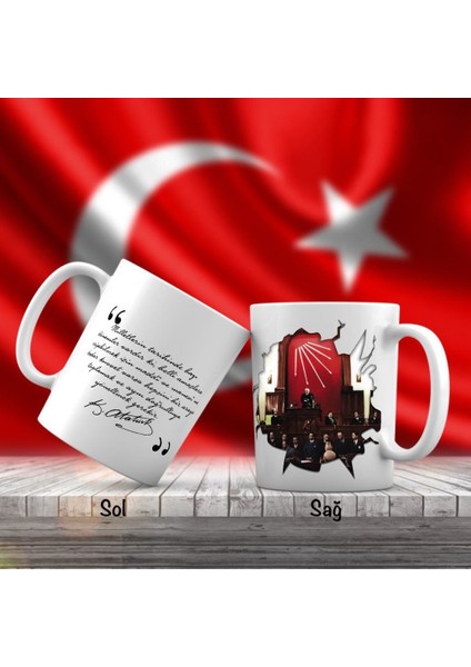 Asil Hediyelik Türkiye Büyük Millet Meclis Mustafa Kemal Atatürk - Atatürk'ün Sözleri -Kupa Bardak