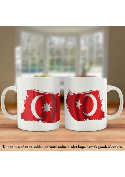 Asil Hediyelik Çift Yön Baskılı Son Osmanlı Imparatorluğu ve Türkiye Bayrağı Kupa Bardak