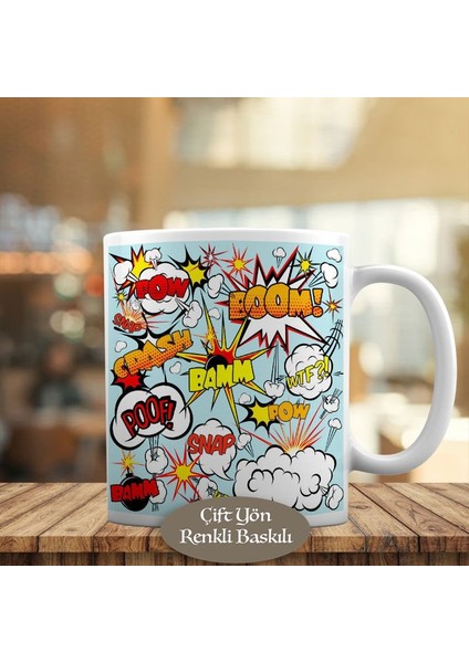 Pop Art Ses Efekt Yazıları Kupa Bardak HEDIYELIK-1284-5851