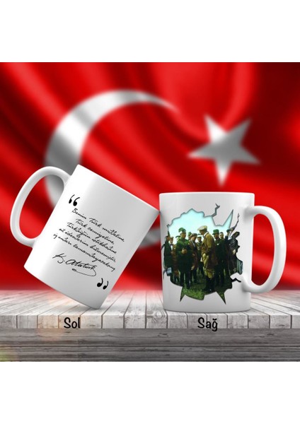 Asil Hediyelik Mustafa Kemal Atatürk Askerlerden Bilgi Alırken - Atatürk'ün Sözleri -Kupa Bardak