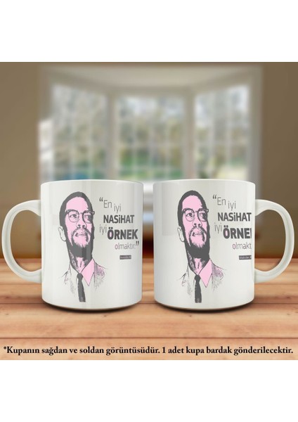 Asil Hediyelik Çift Yön Renkli Baskılı Malcolm x - Sözleri Kupa Bardak Kb1