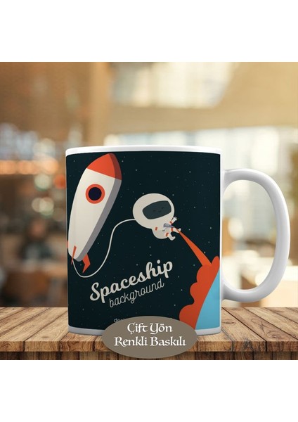 Uzayda Astronot ve Roket Gök Bilimleri Kupa Bardak HEDIYELIK-767