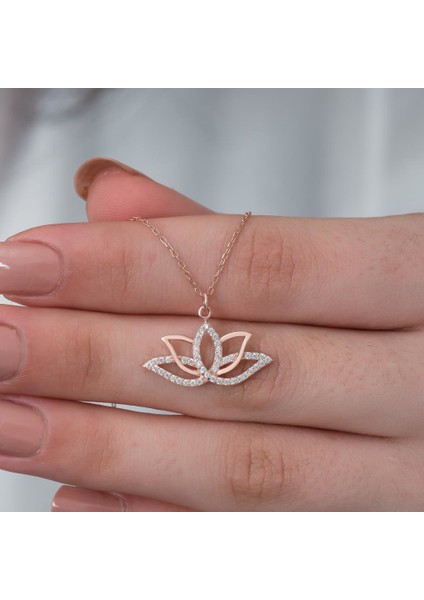 Lotus Çiçeği 925 Ayar Gümüş Kolye