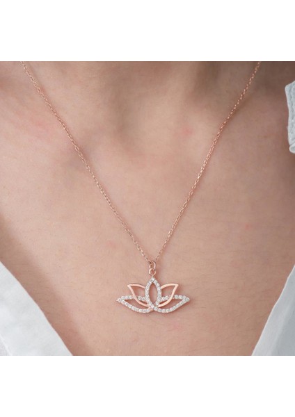 Lotus Çiçeği 925 Ayar Gümüş Kolye