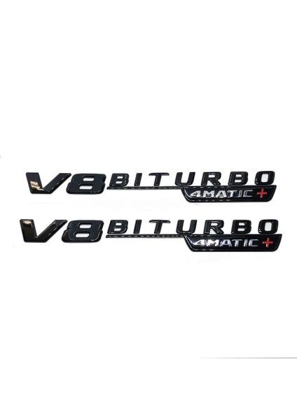 Mercedes V8 Bıturbo 4matıc Yazı Siyah Sağ+Sol Set