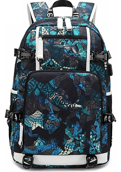 Çizgi Detaylı Sırt Çantası Baskılı Mavi (Yurt Dışından) fiyatları