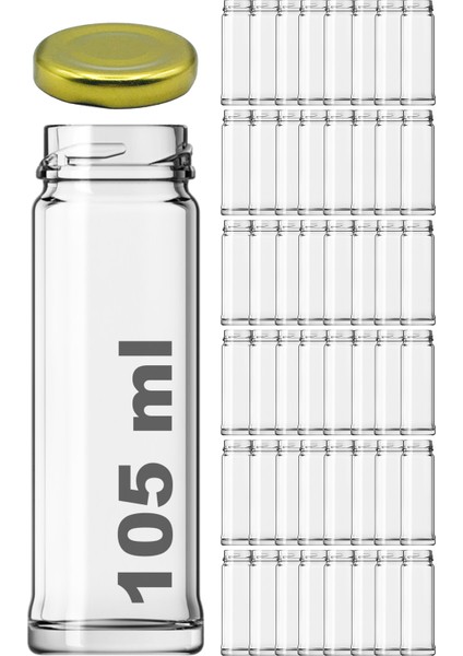 105 cc Kavanoz Metal Gold Konserve Kapaklı 105 cc Şeffaf Uzun Cam Kavanoz 48 Adet