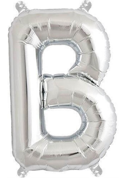 Harf Folyo Balon B Harfi Gümüş Renk 80 cm - 32"