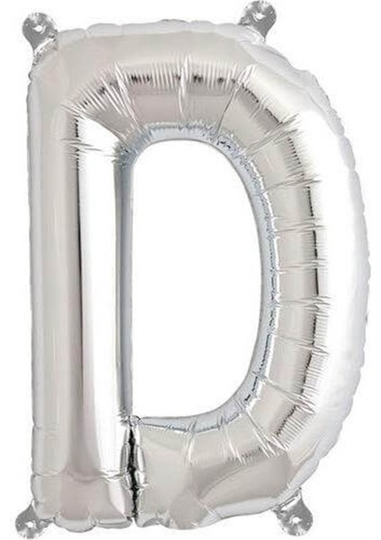 Harf Folyo Balon D Harfi Gümüş Renk 80 cm - 32"