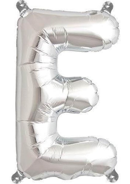 Harf Folyo Balon E Harfi Gümüş Renk 80 cm - 32"
