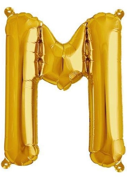 Harf Folyo Balon M Harfi Altın Renk 80 cm - 32"