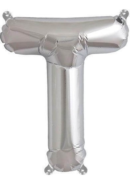 Harf Folyo Balon T Harfi Gümüş Renk 80 cm - 32"