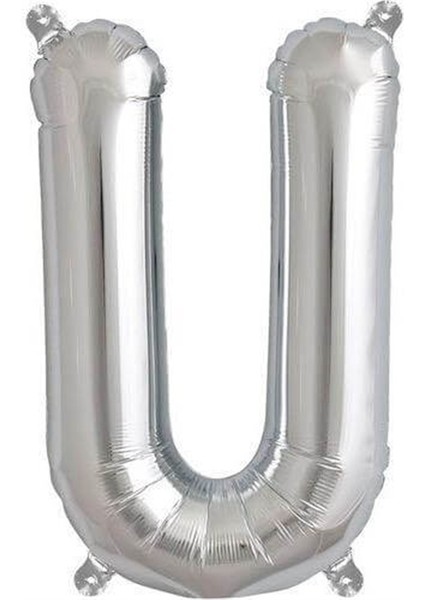Harf Folyo Balon U Harfi Gümüş Renk 80 cm - 32"