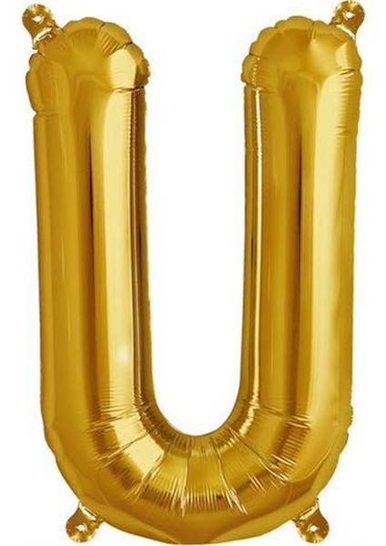 Harf Folyo Balon U Harfi Altın Renk 80 cm - 32"
