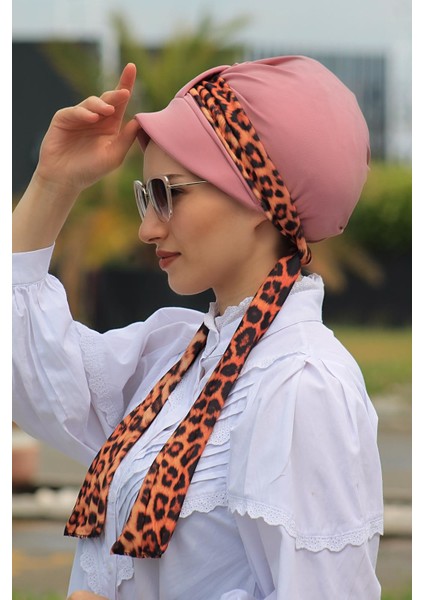 Atkılı Şapka Bone Gül Kurusu - Özel Tasarım- Yeni Model Tesettür Giyim