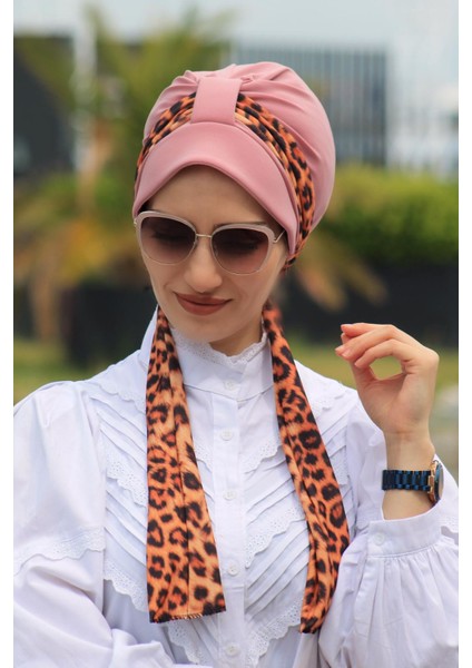 Atkılı Şapka Bone Gül Kurusu - Özel Tasarım- Yeni Model Tesettür Giyim