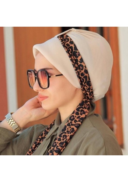 Atkılı Şapka Bone Tas Rengi - Özel Tasarım- Yeni Model Tesettür Giyim