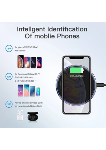 Wx-70 15W Ultra-İnce Telefon Kablosuz Şarj Siyah (Yurt Dışından) fırsatları