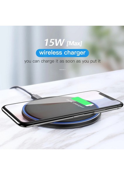 Wx-70 15W Ultra-İnce Telefon Kablosuz Şarj Siyah (Yurt Dışından) indirimleri