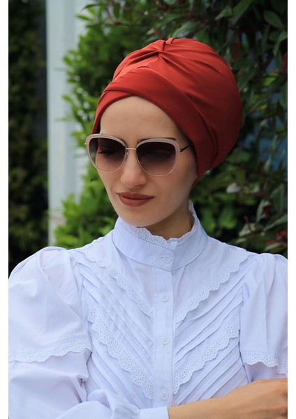 Çapraz Bone Kiremit - Özel Tasarım- Yeni Model Tesettür Giyim