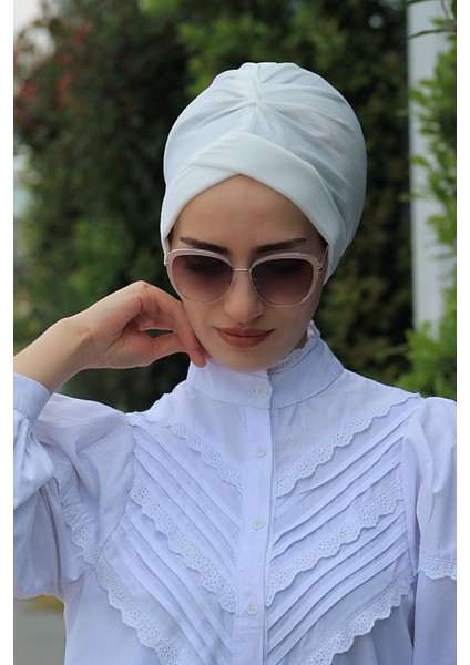 Çapraz Bone Ekru - Özel Tasarım- Yeni Model Tesettür Giyim
