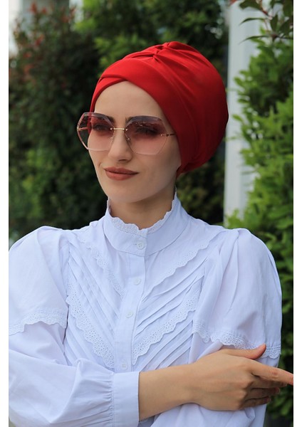 Çapraz Bone Kırmızı - Özel Tasarım- Yeni Model Tesettür Giyim fiyatları