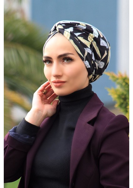 Desenli Dolama Bone Kuş Tüyü Desen (Model Hazır Değildir) - Özel Tasarım- Yeni Model Tesettür Giyim