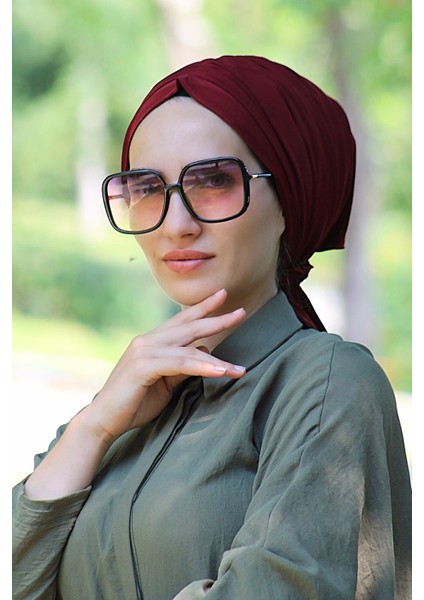 Lastik Tokalı Bone Bordo - Özel Tasarım- Yeni Model Tesettür Giyim
