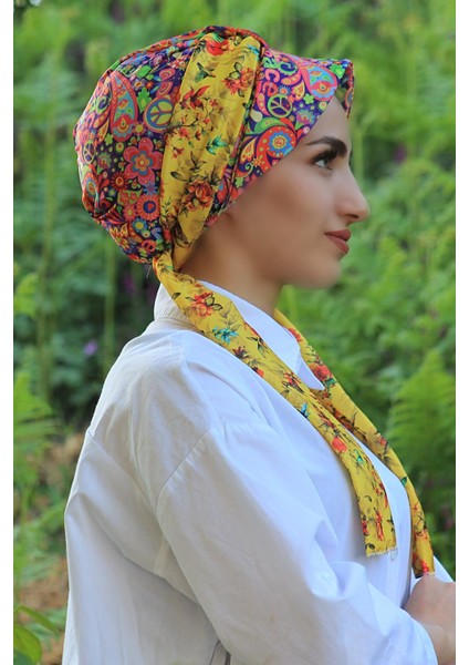 Etnik Desenli Şapka Bone - Özel Tasarım- Yeni Model Tesettür Giyim modelleri