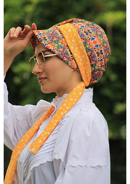 Kareli Etnik Desen Şapka Bone - Özel Tasarım- Yeni Model Tesettür Giyim fiyatları