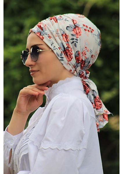 Gül Desenli Tokalı Bone - Özel Tasarım- Yeni Model Tesettür Giyim fiyatları