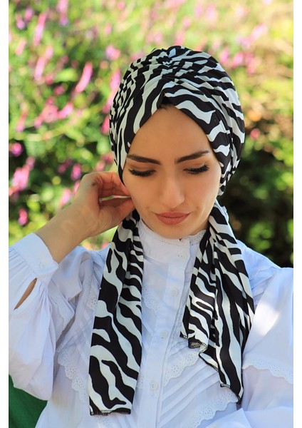 Zebra Desenli Tasarım Bone - Özel Tasarım- Yeni Model Tesettür Giyim
