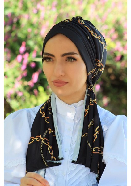 Zincir Desenli Tasarım Bone - Özel Tasarım- Yeni Model Tesettür Giyim