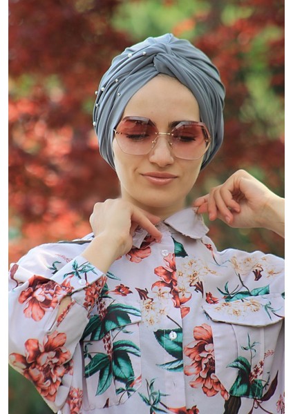 Incili Dolama Bone Gri ( Hazır Değildir Kendiniz Dolama Yapıyosunuz) - Özel Tasarım- Yeni Model Tesettür Giyim