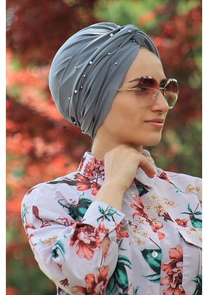 Incili Dolama Bone Gri ( Hazır Değildir Kendiniz Dolama Yapıyosunuz) - Özel Tasarım- Yeni Model Tesettür Giyim fiyatları