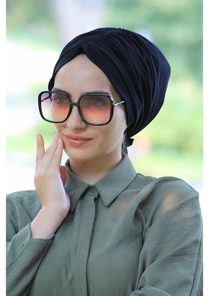 Lastik Tokalı Bone Siyah - Özel Tasarım- Yeni Model Tesettür Giyim