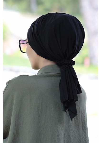 Lastik Tokalı Bone Siyah - Özel Tasarım- Yeni Model Tesettür Giyim modelleri