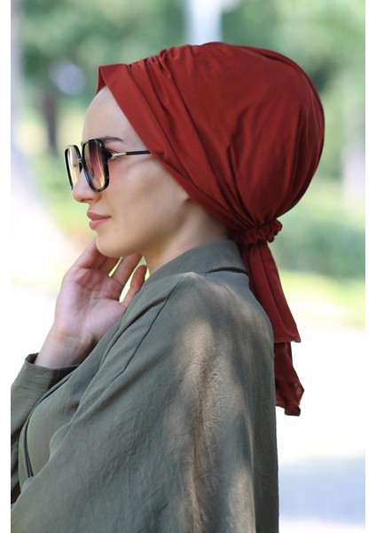 Lastik Tokalı Bone Kiremit - Özel Tasarım- Yeni Model Tesettür Giyim fiyatları