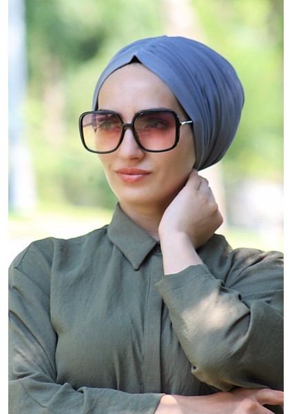 Lastik Tokalı Bone Gri - Özel Tasarım- Yeni Model Tesettür Giyim