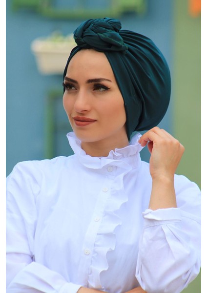 Tasarım Bone Zümrüt - Özel Tasarım- Yeni Model Tesettür Giyim