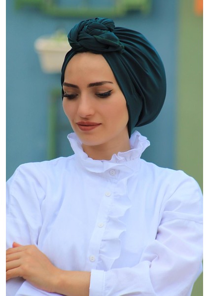 Tasarım Bone Zümrüt - Özel Tasarım- Yeni Model Tesettür Giyim