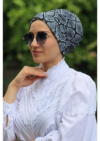 Desenli Çapraz Bone Yılan Desen - Özel Tasarım- Yeni Model Tesettür Giyim fiyatları