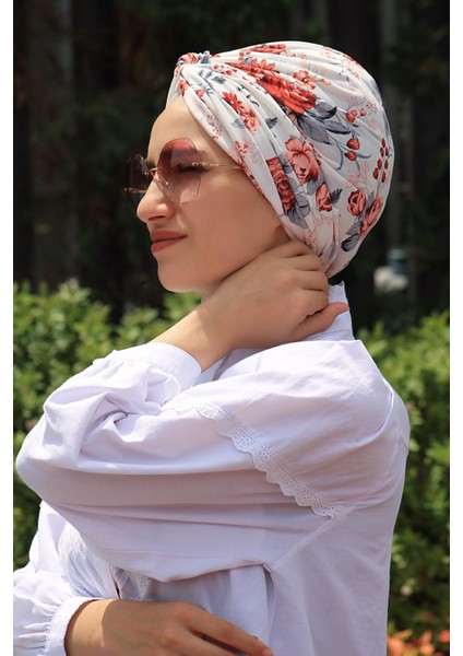 Desenli Dolama Bone Gül Desen (Model Hazır Değildir) - Özel Tasarım- Yeni Model Tesettür Giyim