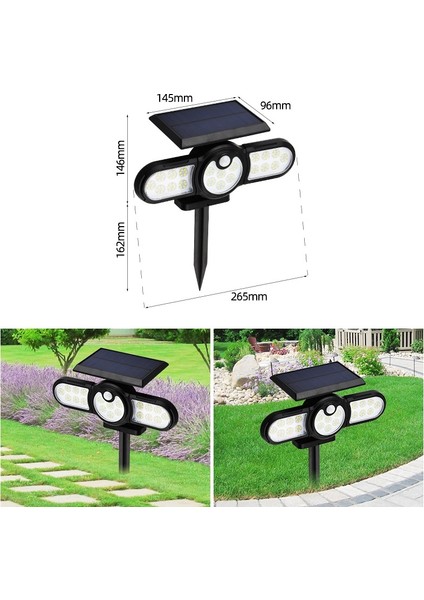 112 LED Üç Kafalı Dönebilen Güneş Duvar Işık Çimen Işık (Yurt Dışından) fırsatları