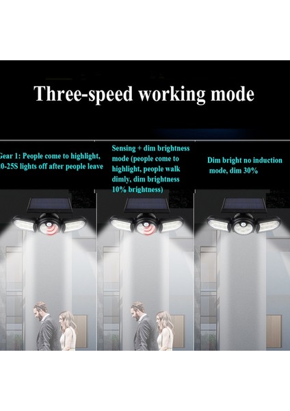 112 LED Üç Kafalı Dönebilen Güneş Duvar Işık Çimen Işık (Yurt Dışından) indirimleri