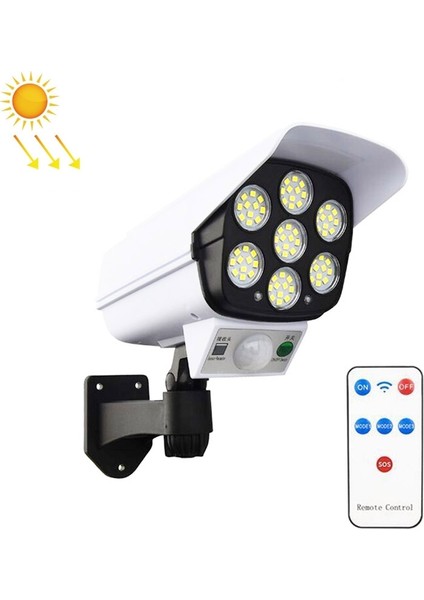 Güneş Sensörü LED Duvar Işık, Stil: Uzaktan Kumanda (77LED) (Yurt Dışından)