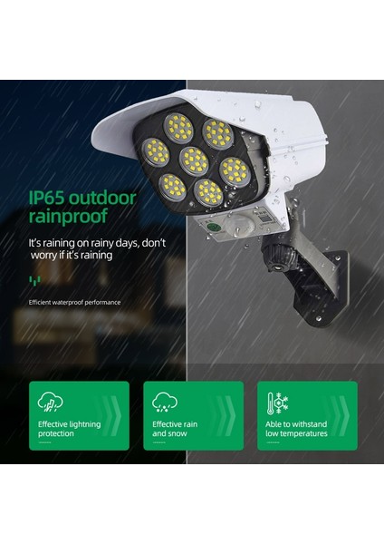 Güneş Sensörü LED Duvar Işık, Stil: Uzaktan Kumanda (77LED) (Yurt Dışından)