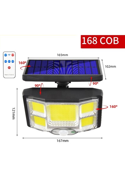 Güneş Indüksiyon Duvar Lambası, Spec: 168 Cob Entegre (Yurt Dışından)