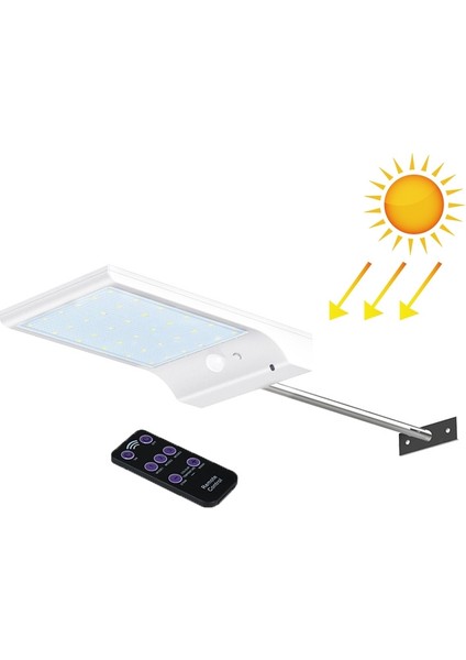 3.8W 48 Two-Color Leds Remote Control Edition Outdoor Waterproof Solar Wall Light, Luminous Flux: 450LM(WHITE) (Yurt Dışından)